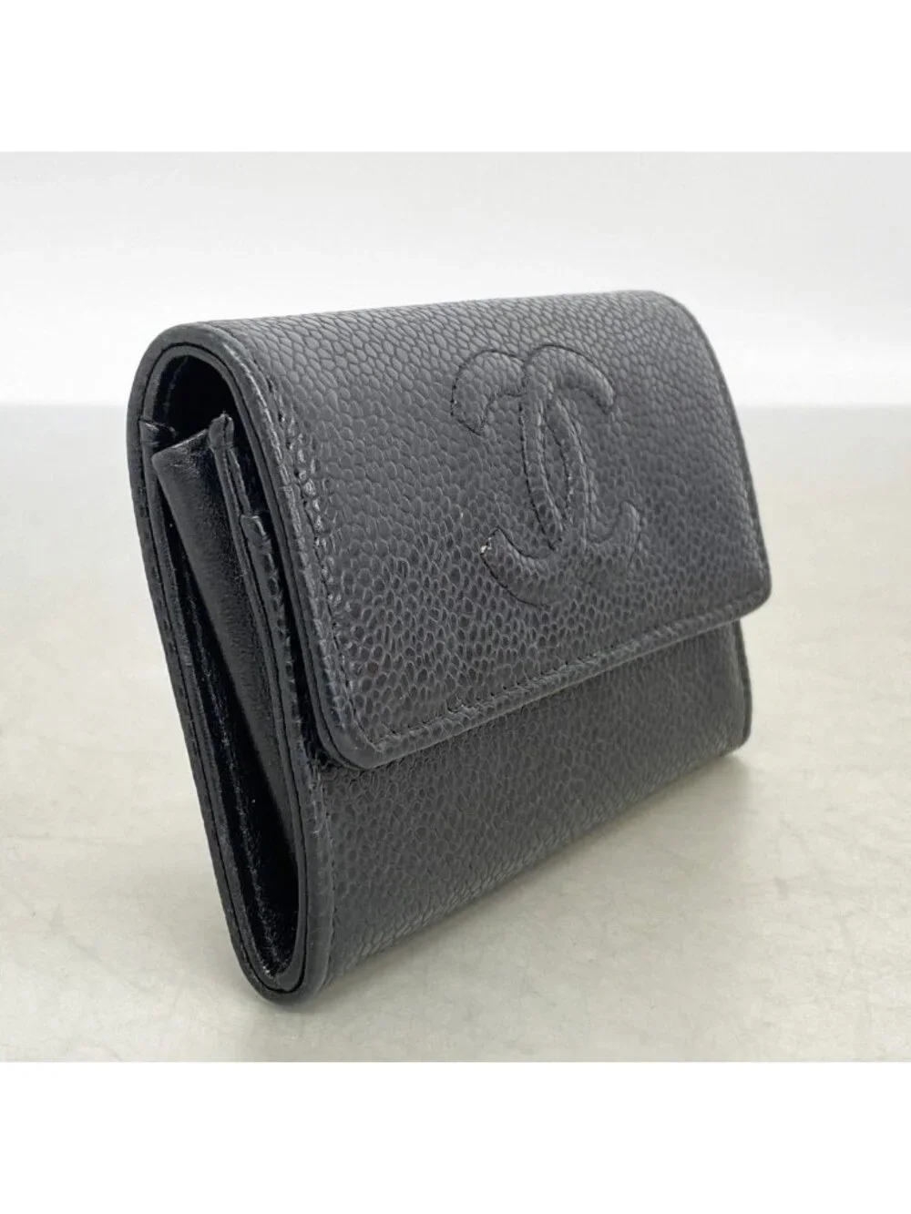Chanel Coin Case Caviar Leather Black Silver